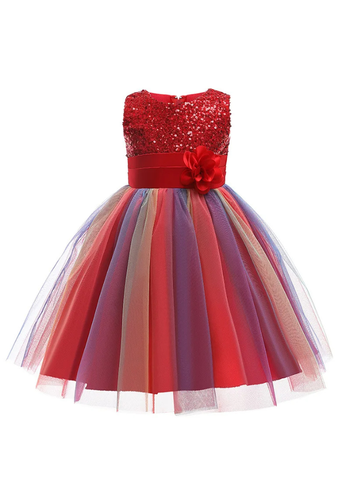 Robe Princesse Rouge Sequin Fille