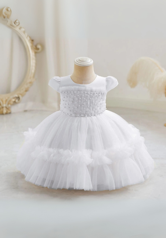 Robe Princesse Blanche Perles Bébé