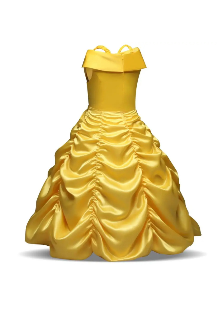 Robe Princesse Satin Jaune Fille