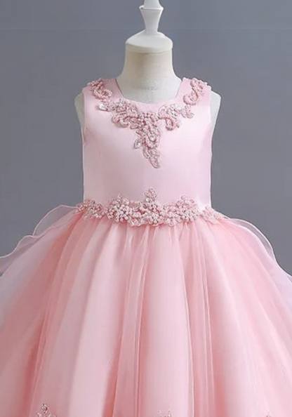 Robe Princesse Rose Broderie Fille