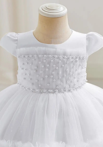 Robe Princesse Blanche Perles Bébé