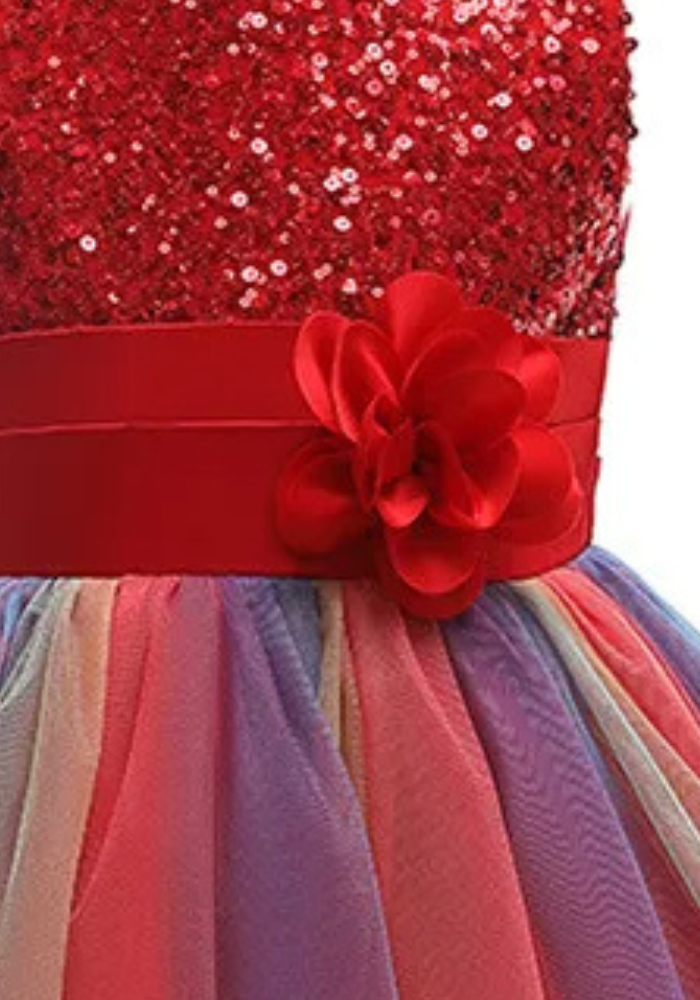 Robe Princesse Rouge Sequin Fille pas cher