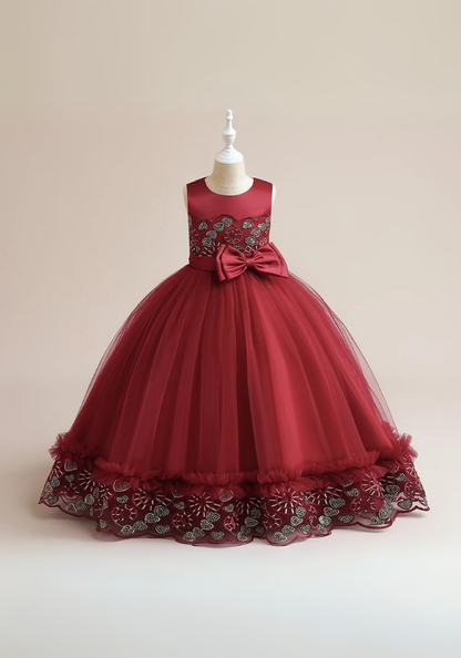Robe Princesse Dentelle Rouge Fille