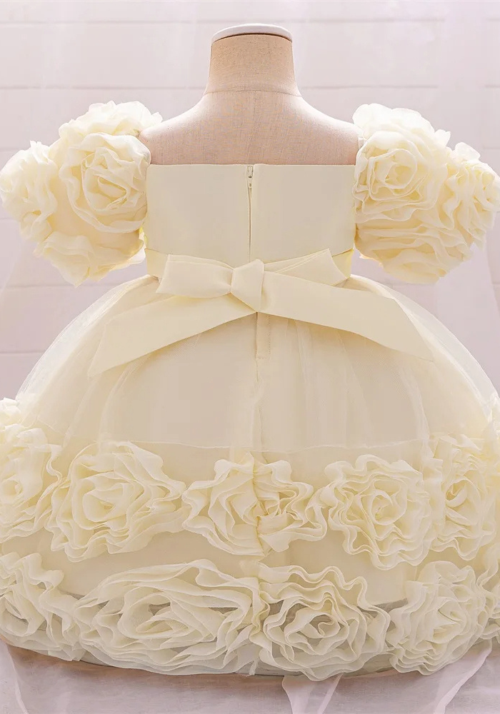 Robe Princesse Fleurs Crème Bébé