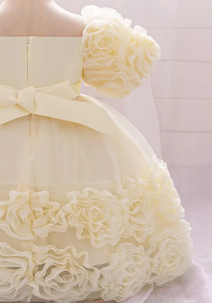 Robe Princesse Fleurs Crème Bébé pas cher