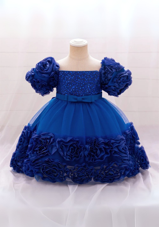 Robe Princesse Fleurs Bleu Bébé