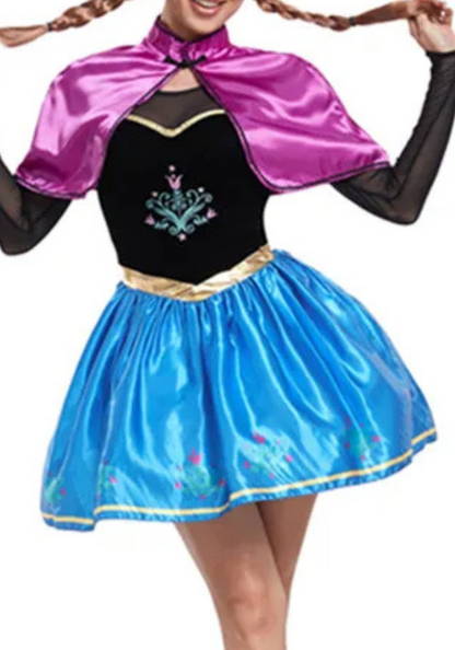 Robe Princesse Courte Bleu et Noir Femme