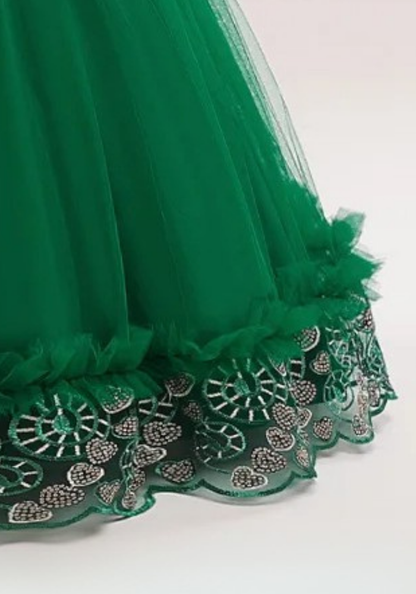 Robe Princesse Dentelle Verte Fille  pas cher