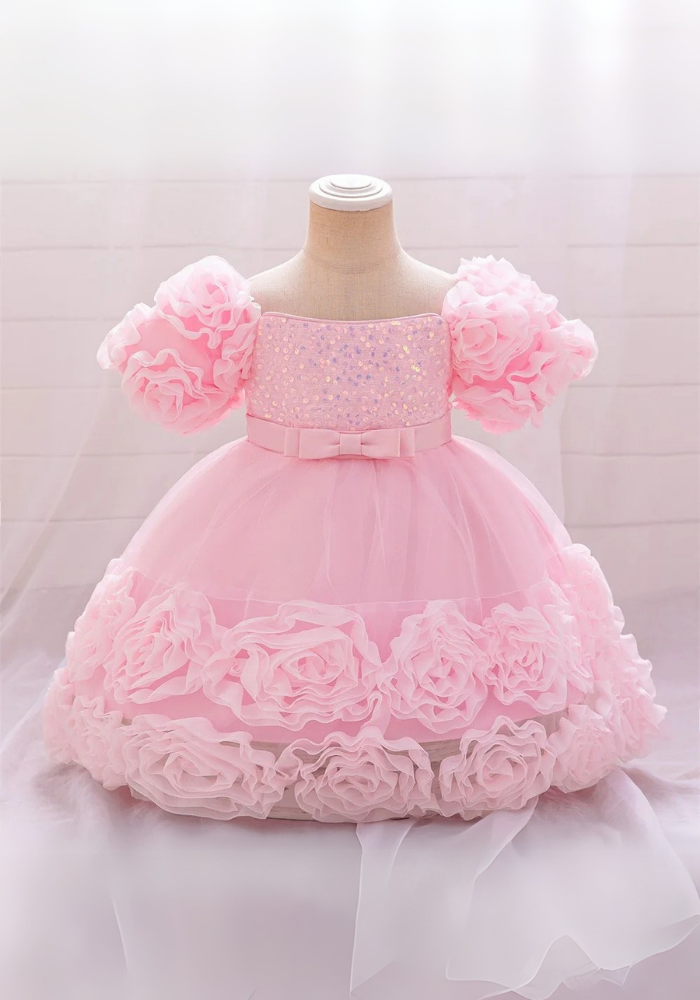 Robe Princesse Fleurs Rose Bébé