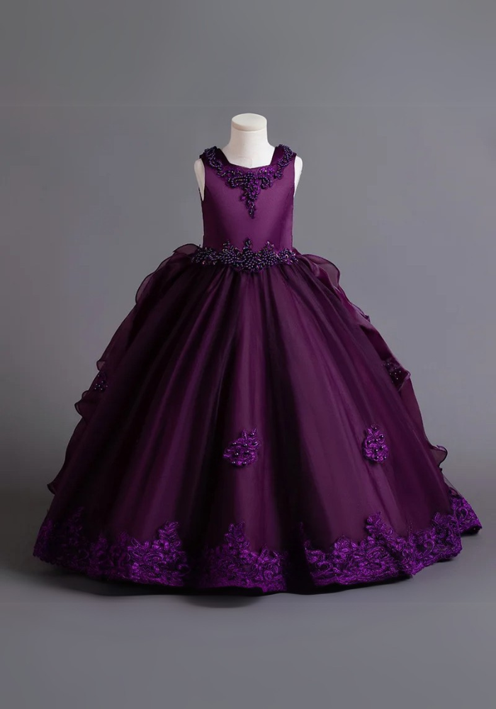 Robe Princesse Prune Broderie Fille