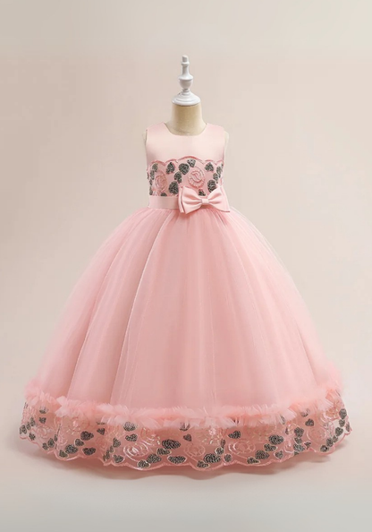 Robe Princesse Dentelle Rose Fille