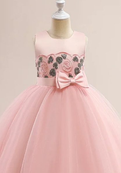 Robe Princesse Dentelle Rose Fille