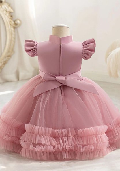 Robe Princesse Soirée Rose Poudré Bébé