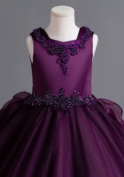 Robe Princesse Prune Broderie Fille