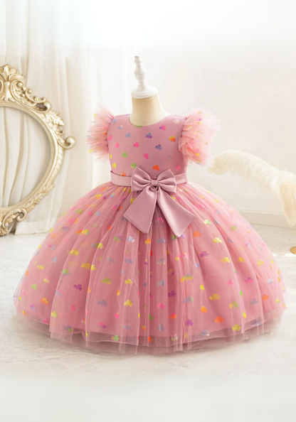 Robe Princesse Rose Poudré Motif Fille