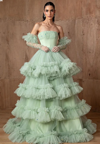Robe Princesse Vert Pâle Femme