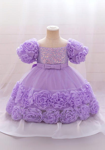 Robe Princesse Fleurs Violette Bébé