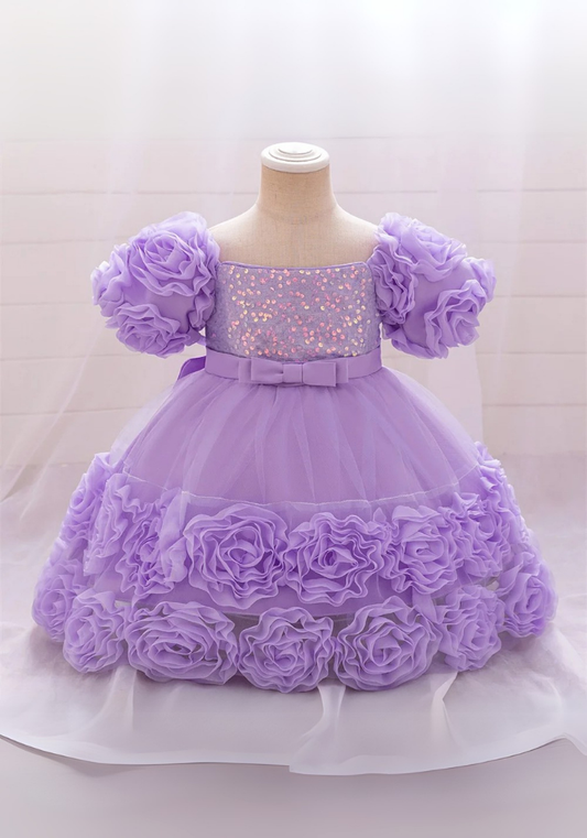 Robe Princesse Fleurs Violette Bébé