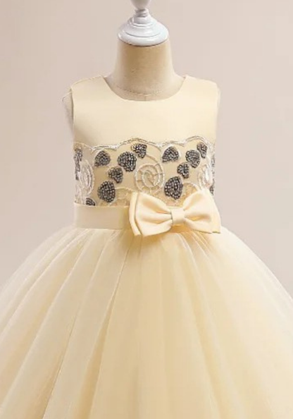 Robe Princesse Dentelle Jaune Fille 