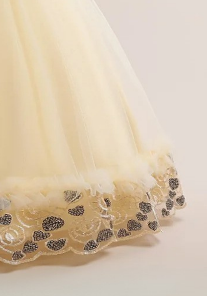 Robe Princesse Dentelle Jaune Fille pas cher