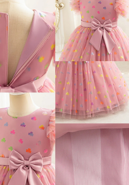 Robe Princesse Rose Poudré Motif Fille pas cher