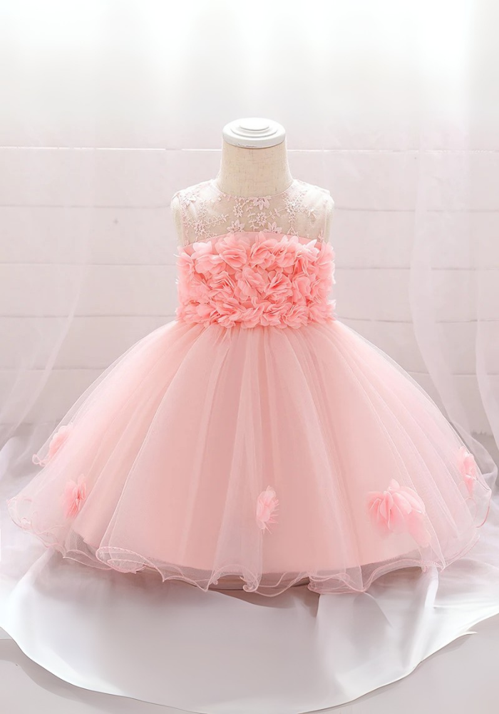 Robe Princesse Dentelle Rose Bébé