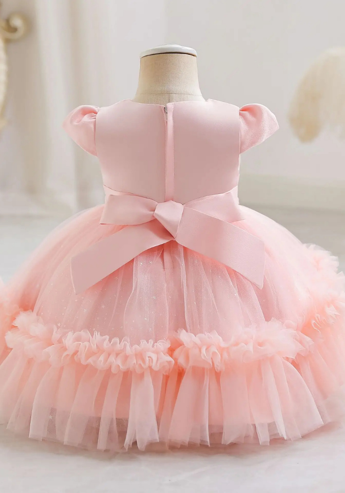 Robe Princesse Rose Perles Bébé