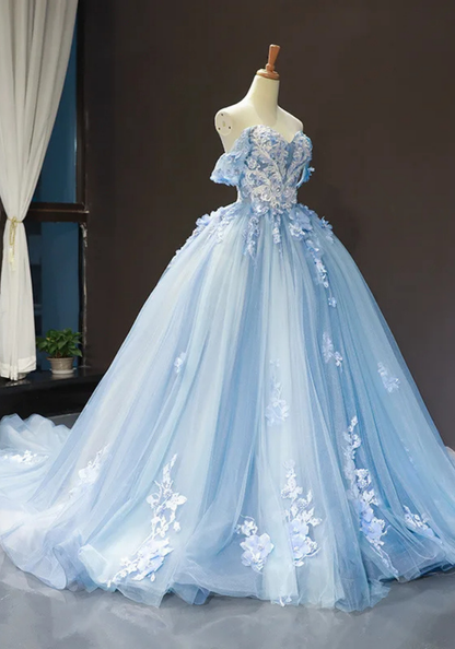 Robe Princesse Bleue Fleurie Femme