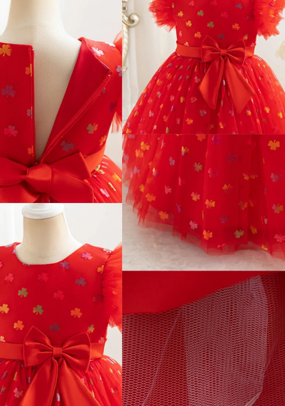 Robe Princesse Rouge Motif Fille pas cher