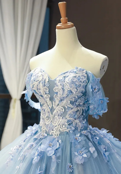 Robe Princesse Bleue Fleurie Femme pas cher