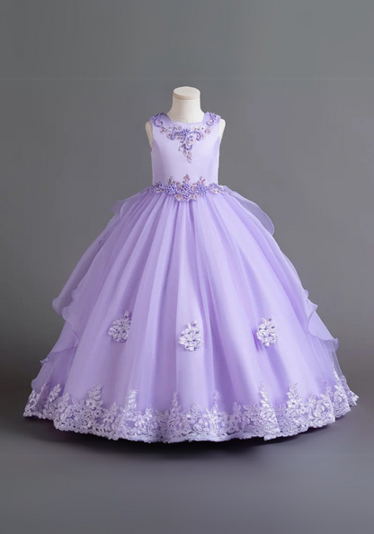 Robe Princesse Violette Broderie Fille
