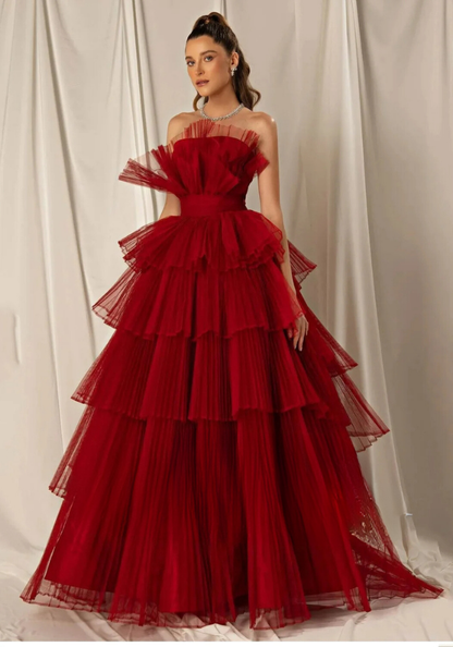 Robe Princesse Rouge Bordeaux Femme