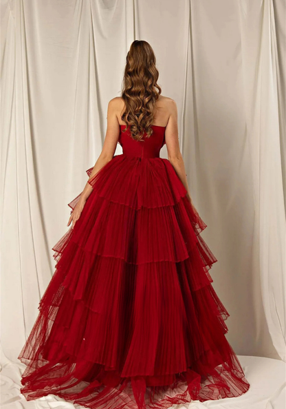 Robe Princesse Rouge Bordeaux Femme