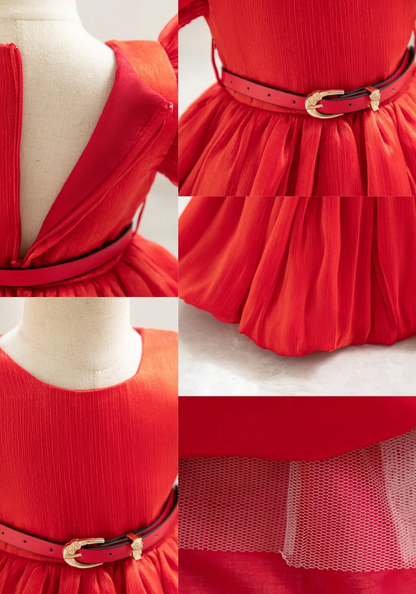 Robe Princesse Simple Rouge Bébé pas cher