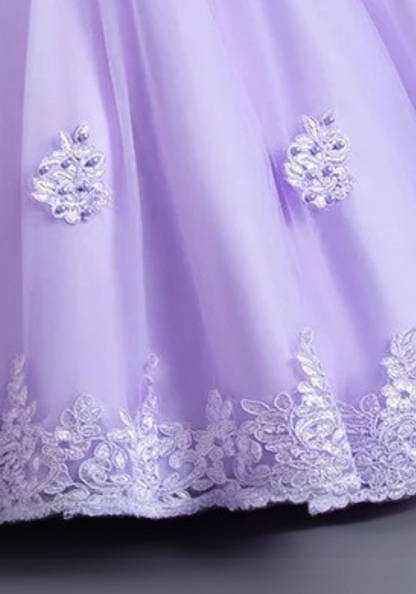 Robe Princesse Violette Broderie Fille pas cher
