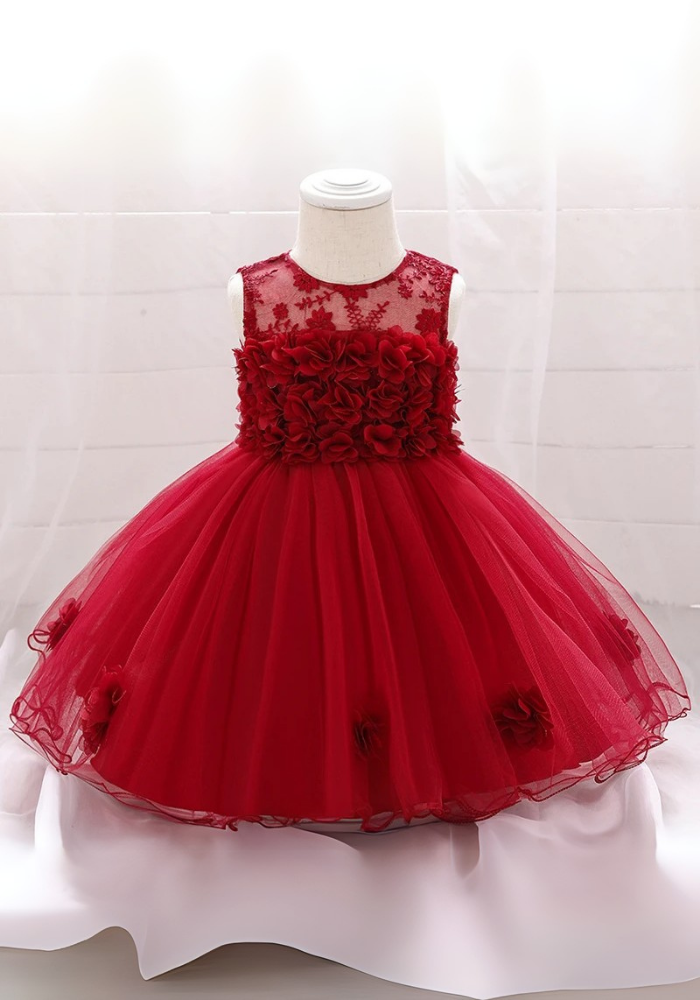 Robe Princesse Dentelle Rouge Bébé