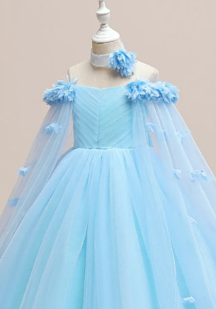 Robe Princesse Longue Bleu Fille pas cher