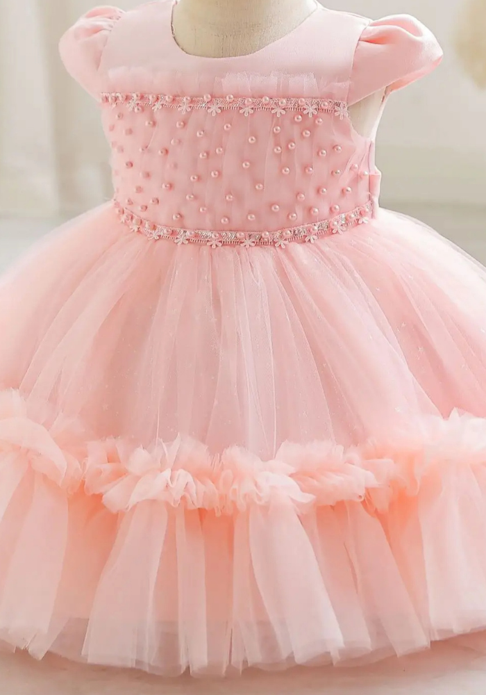 Robe Princesse Rose Perles Bébé pas cher