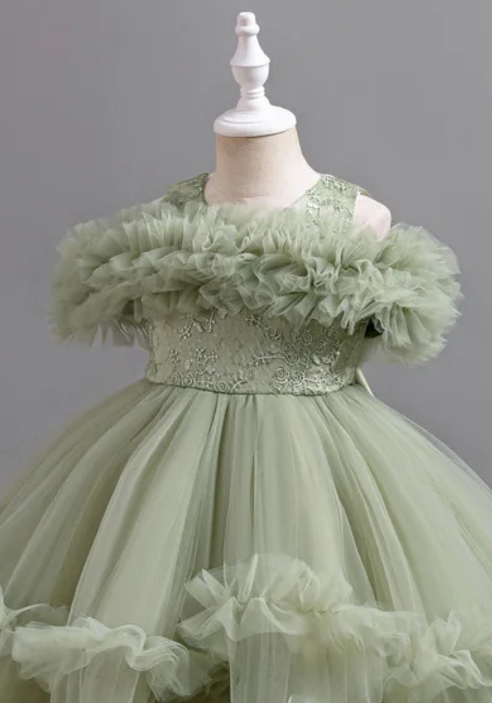 Robe Princesse Tulle Verte Fille pas cher