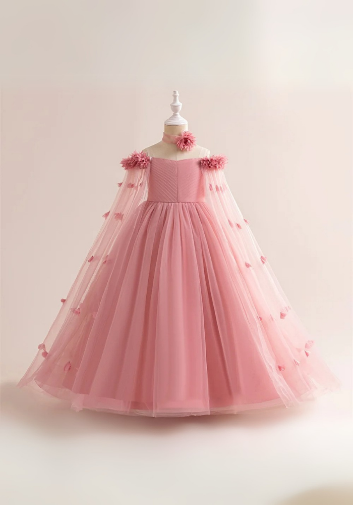 Robe Princesse Longue Rose Poudré Fille