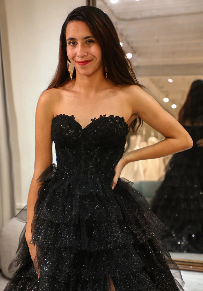 Robe Princesse Bustier Noire Femme pas cher