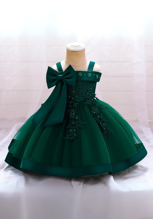 Robe Princesse Satin Vert Bébé