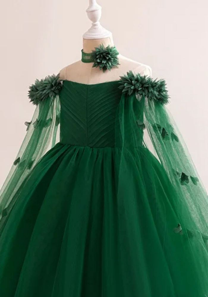 Robe Princesse Longue Verte Fille pas cher