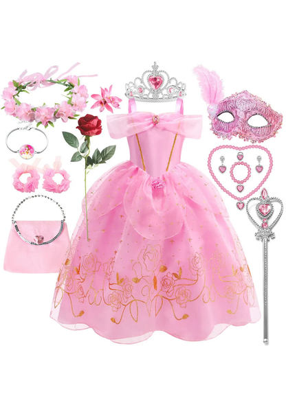 Robe Rose Princesse Anniversaire FILLE