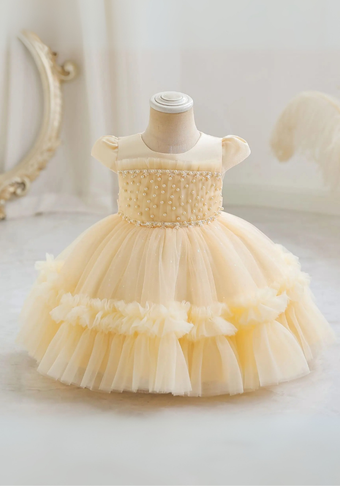 Robe Princesse Jaune Perles Bébé