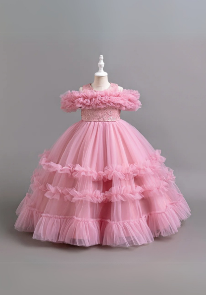 Robe Princesse Tulle Rose Fille