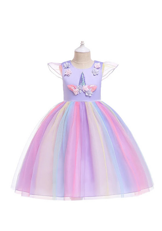 Robe Princesse Licorne Violette Fille
