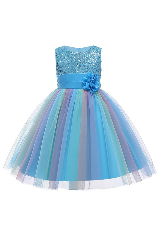 Robe Princesse Bleu Sequin Fille