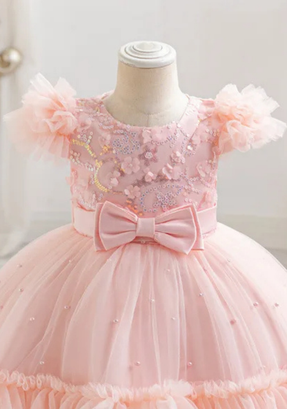 Robe Princesse Rose Broderie Bébé