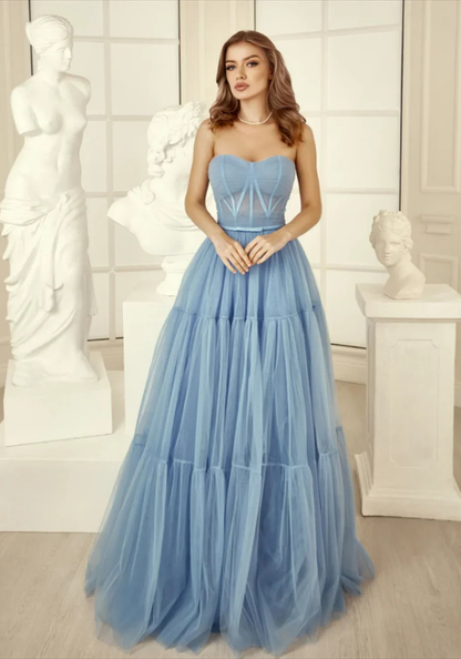 Robe Princesse Bustier Bleu Femme